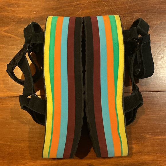 TEVA Opening Ceremony Rainbow Platform Shoe Sandal Suede Adjustable Straps 7 NEW - Picture 11 of 16
